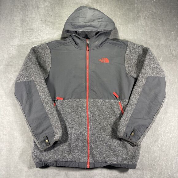 The North Face Other - The North Face Boys Denali Hooded Gray Red Jacket Size XL